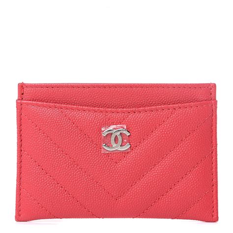 chanel chevron card case|CHANEL Caviar Chevron Quilted Card Holder Coral.